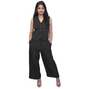 Home signature charcoal pinstripe vest set