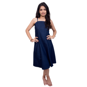 Home indigo structured denim midi